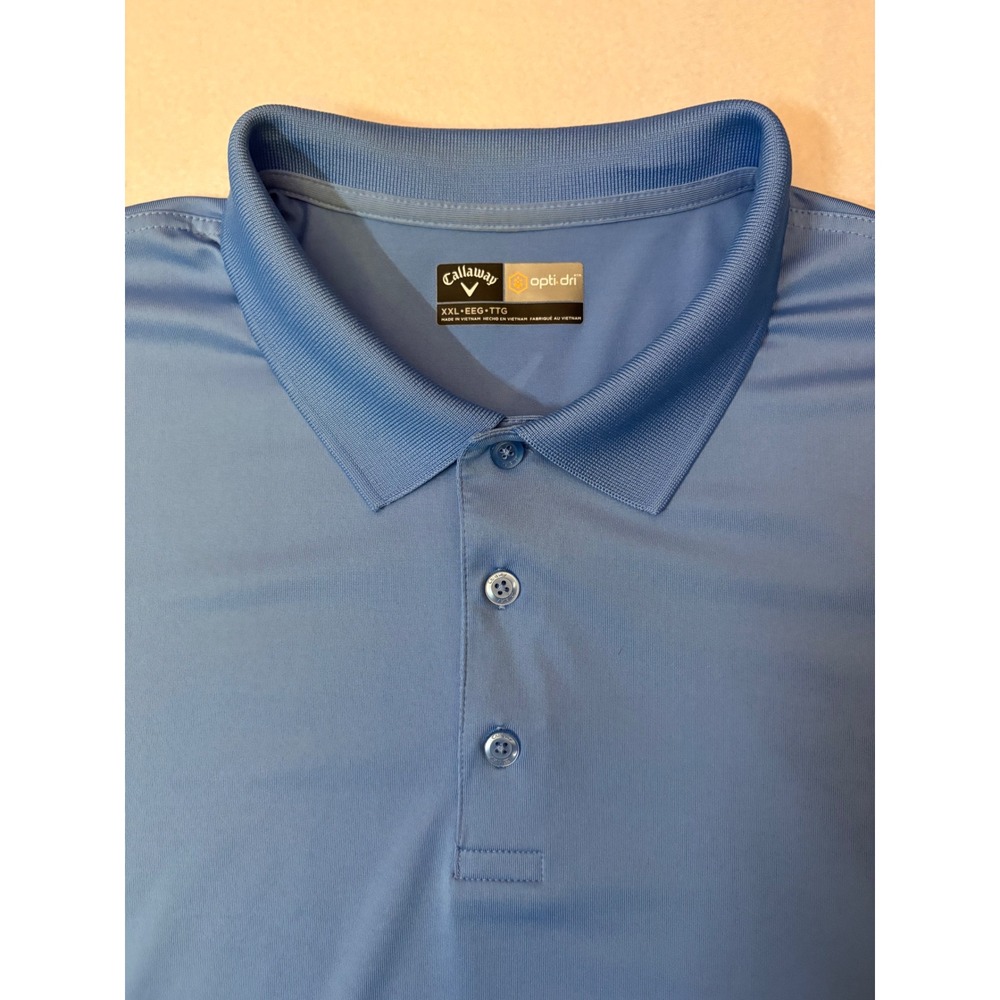 Callaway Opti-Dri Mens XXL Blue Short Sleeve Golf Polo Shirt XXL Light Blue